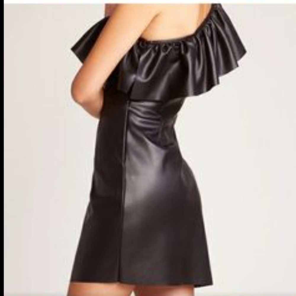 NWT BB Dakota Faux Leather One Shoulder Dress